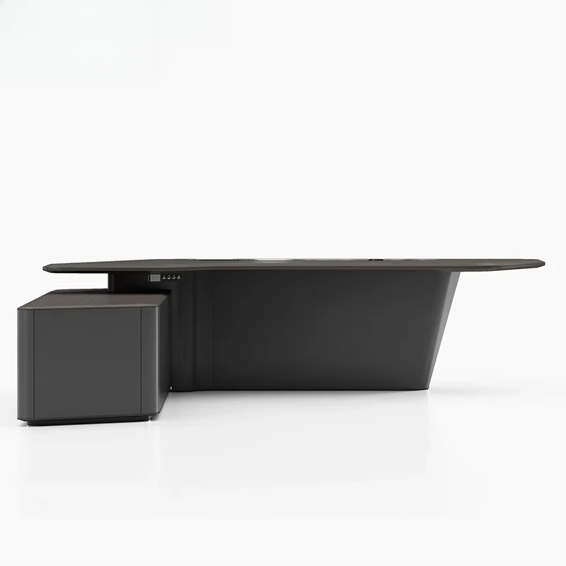 Office Tech And Management - L자형 서랍 화이트 고급 사무용 가구