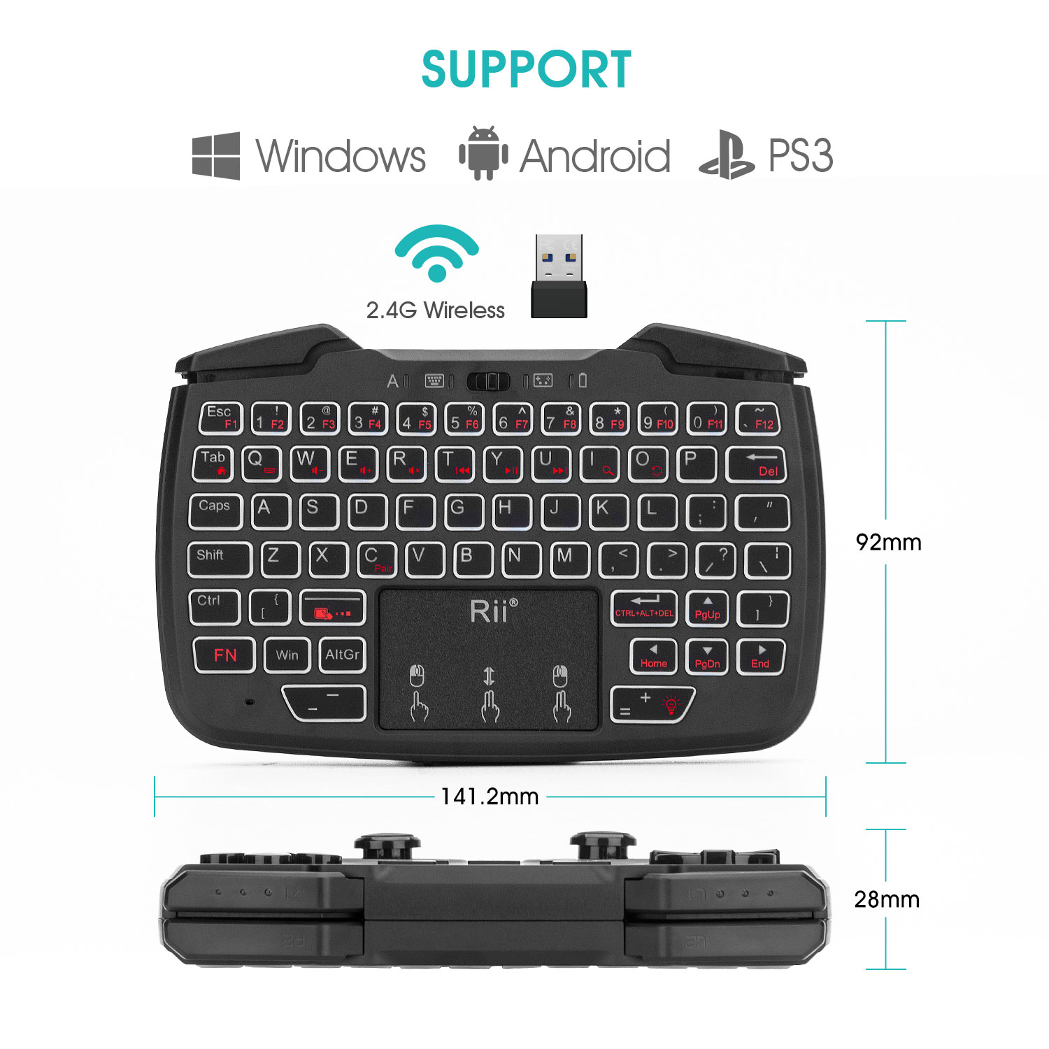 Rii RK707 2.4GHz 무선 휴대용 게임 컨트롤 - Raspberry Pi Keyboard 리뷰 및 가격
