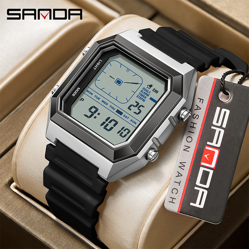 SANDA 6307 새로운 남성용 디지털 다기능 야간  - Digital Timer Countdown 리뷰 및 가격