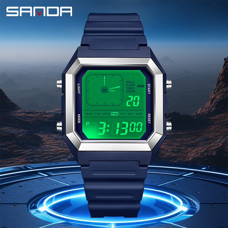 SANDA 6307 새로운 남성용 디지털 다기능 야간  - Digital Timer Countdown 리뷰 및 가격
